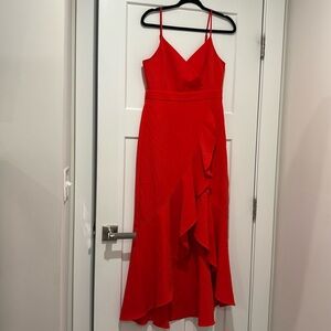 Laundry size 6 red ruffle bottom dress